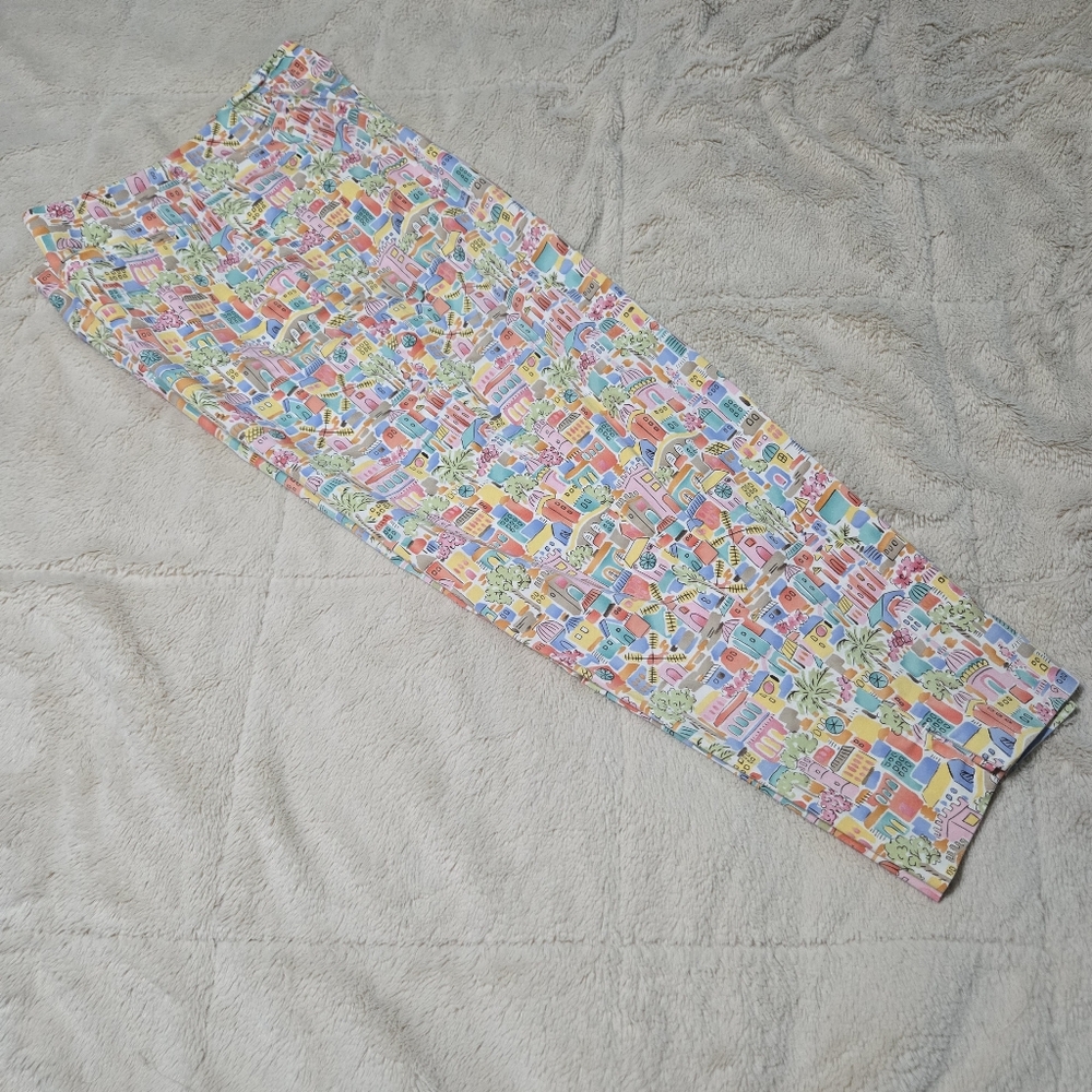 Talbots Italian Coastal Beach Print Crop Ankle Pants Stretch Colorful 10 P - Picture 14 of 16